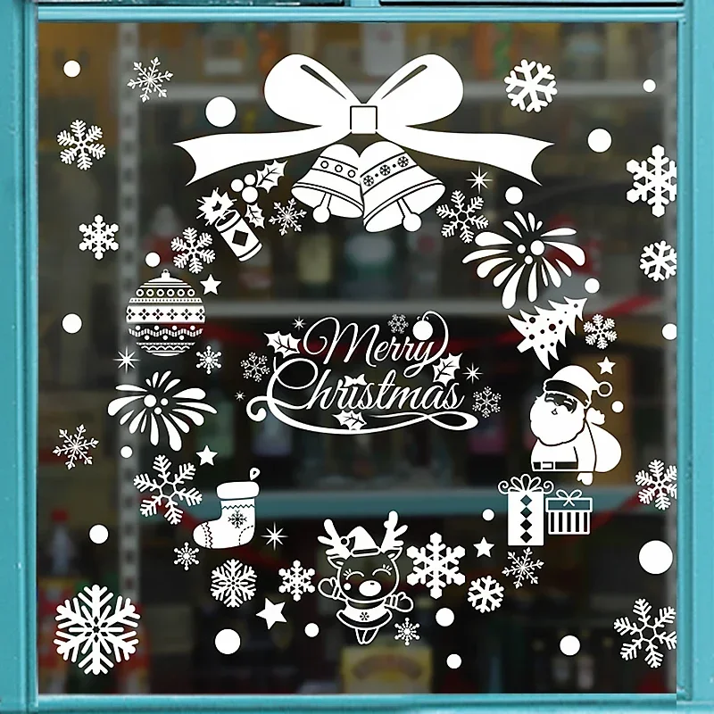 Christmas Glass Windows Sticker Santa Claus Snowflake Wall Decals Wallpaper Wall Stickers New Year Living Room Home Decor Mural