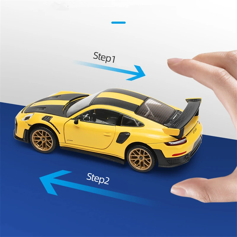 Porsche 911 GT2 RS 1:32, coche deportivo de aleación, coche de carreras de Metal fundido a presión, modelo de simulación de luz de sonido, colección