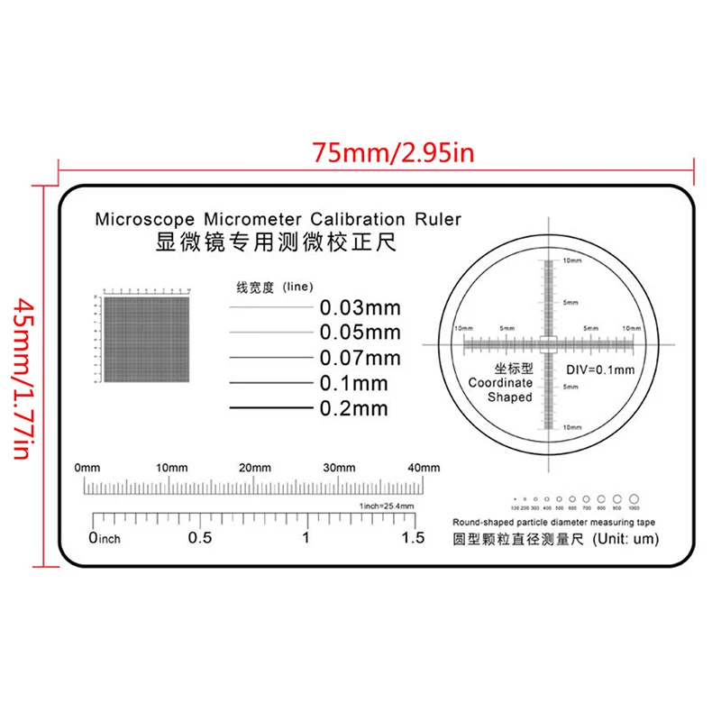 Soft Ruler Microscope Micrometer Calibration Slide Line Width Particle Diameter Measurement Tool High Precision Film Point Gauge