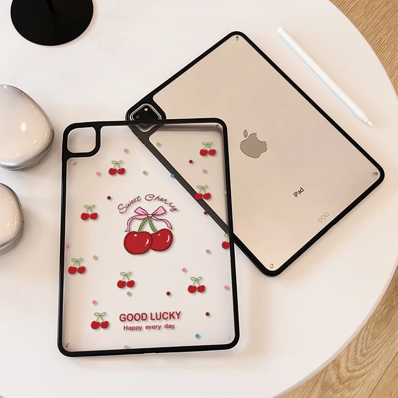 Good Luck Cherry Tablet Case For iPad Pro 11 12.9 13 A16 M2 M4 M3 M5 Shell 8.3 9.7 10.2 5/6/7/8/9/10/11th Mini 6 7 Air 3 4 Cover