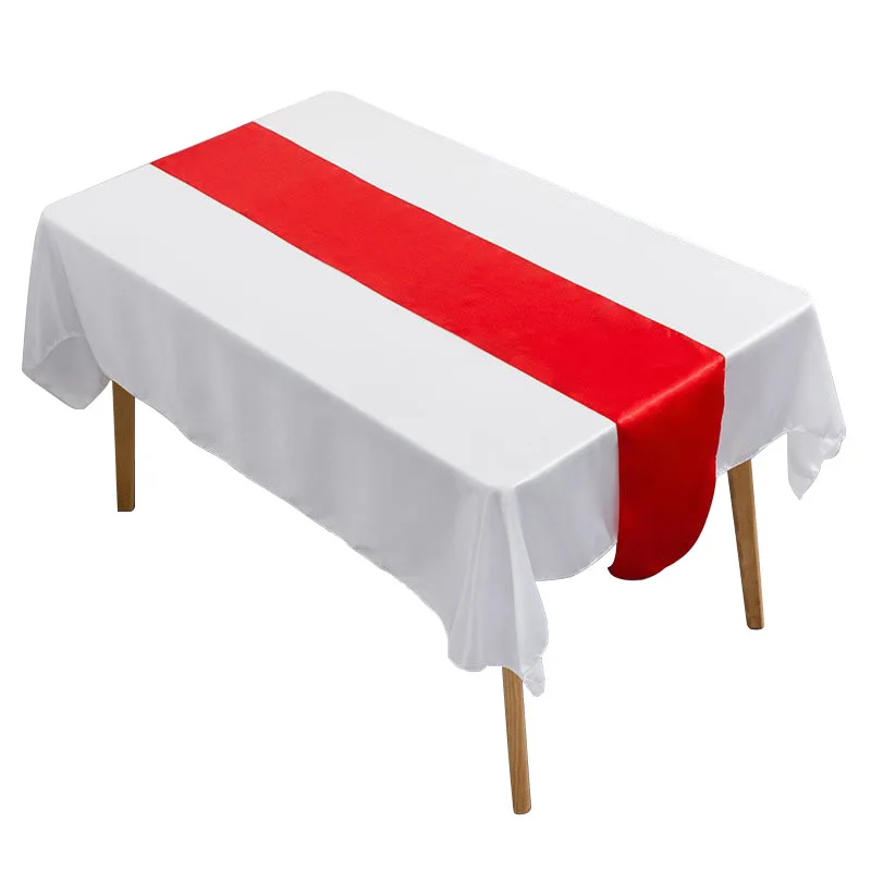 

Table Runner Solid Color European Style High Density Overlocked Table Cloth Decor For Wedding Party