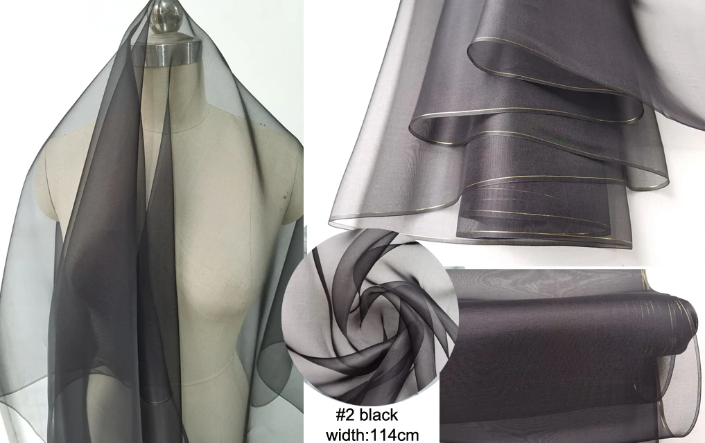 45'' / 55'' breit pro Meter steif geformte Hochzeitsgaze aus schlichter, natürlicher Organza-Stoff aus reiner Seide – Detail 10