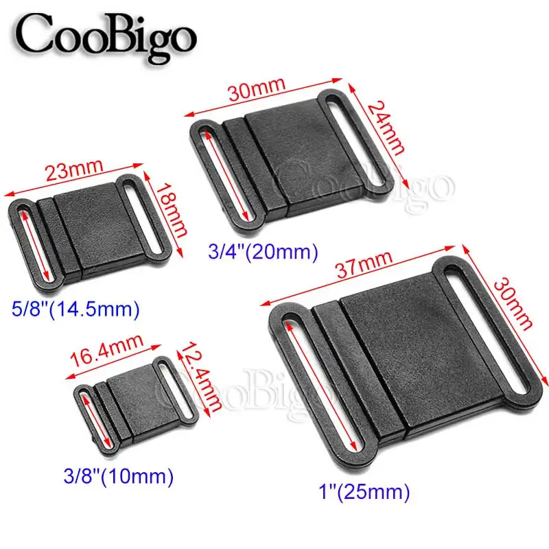 10pcs Plastic Safety Breakaway Bra Buckle for Lanyard Neck Strap Pet Collar Harness Backpack Clothes Webbing 10mm 15mm 20mm 25mm