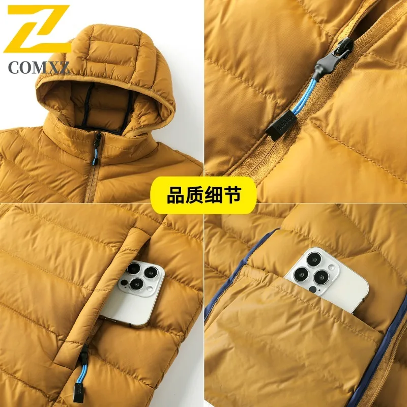 COMXZ الرجال الشتاء سترة جديدة كلاسيكية فضفاضة مقنعين بلون ثلجي التخييم القطن وسادة مبطنة السفر سميكة الدافئة مبطن سترة