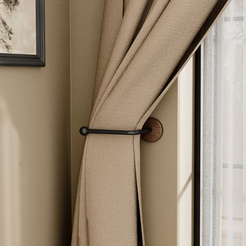 

Walnut Curtain Hook Decorative New Chinese Style Log Wind Without Trace Binding Tape Holder Bath Curtain Side Hook Buckle