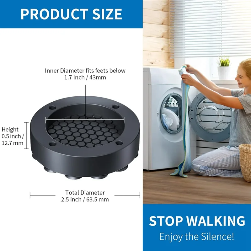 Anti Vibration Pads For Washing Machine With Strong Adsorption Suction Cup, Non-Slip Rubber Stabilizer Support-AB52