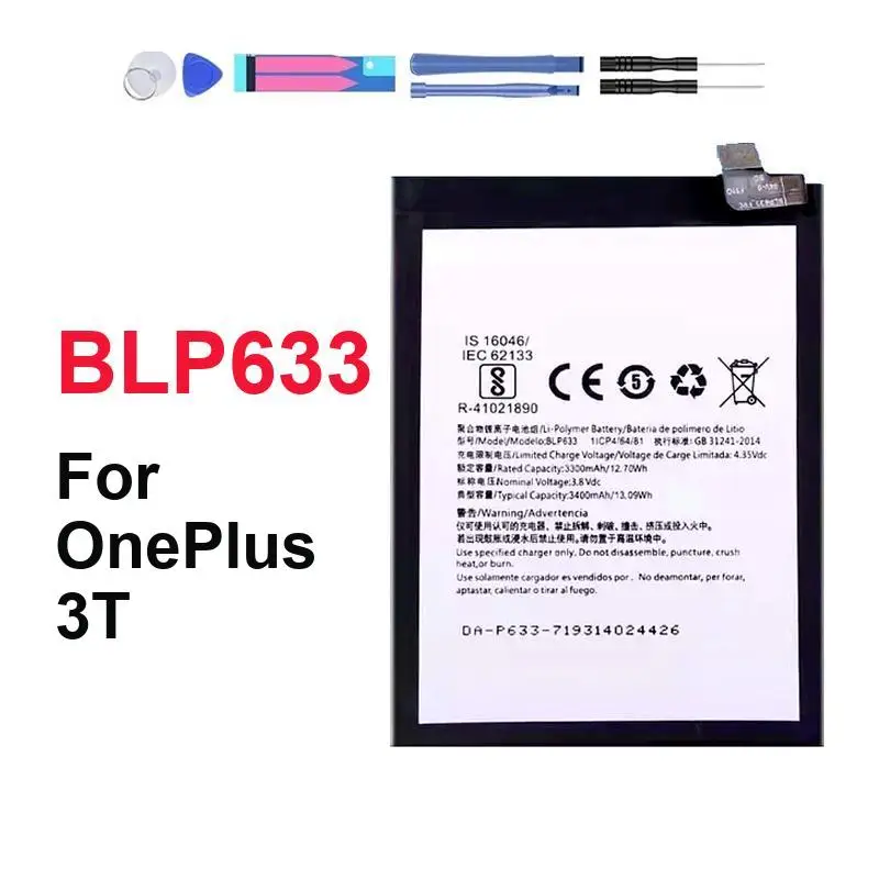 

Environmentally Friendly Mobile Phone Battery BLP633 For Oneplus 3T 3400mAh