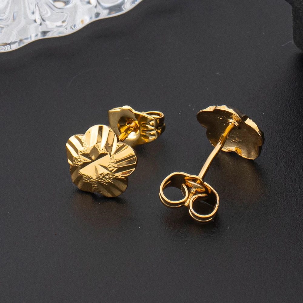 Vintage-Ohrstecker für Damen, vergoldet, mit Herz-, Blumen- und geometrischen Mustern, halbperlenbesetzt, schöne Ohrstecker, Schmuck, Geburtstagsgeschenke, Partygeschenke – Detail 5