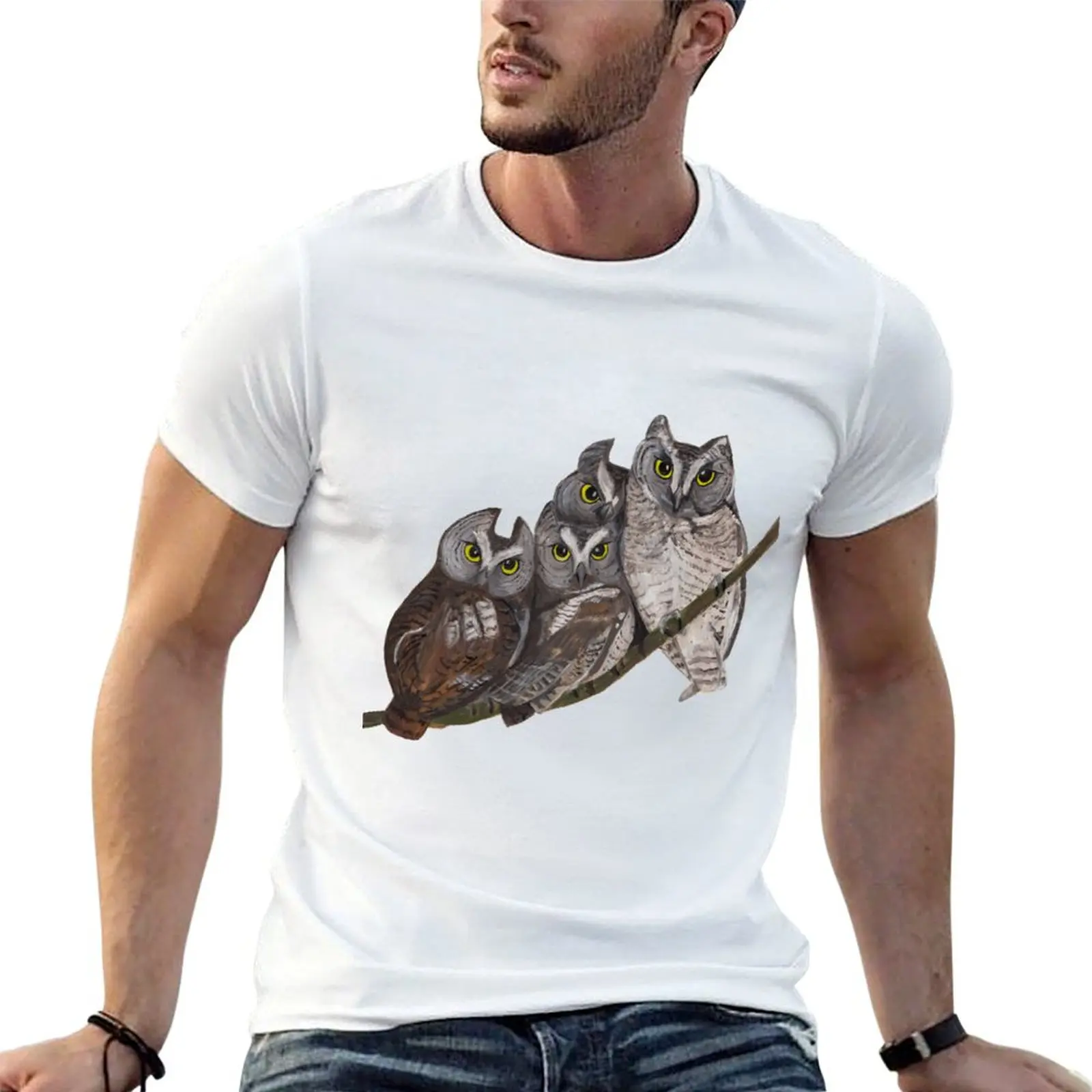 Baby Screech Owls T-Shirt Retro Style Print Casual Top