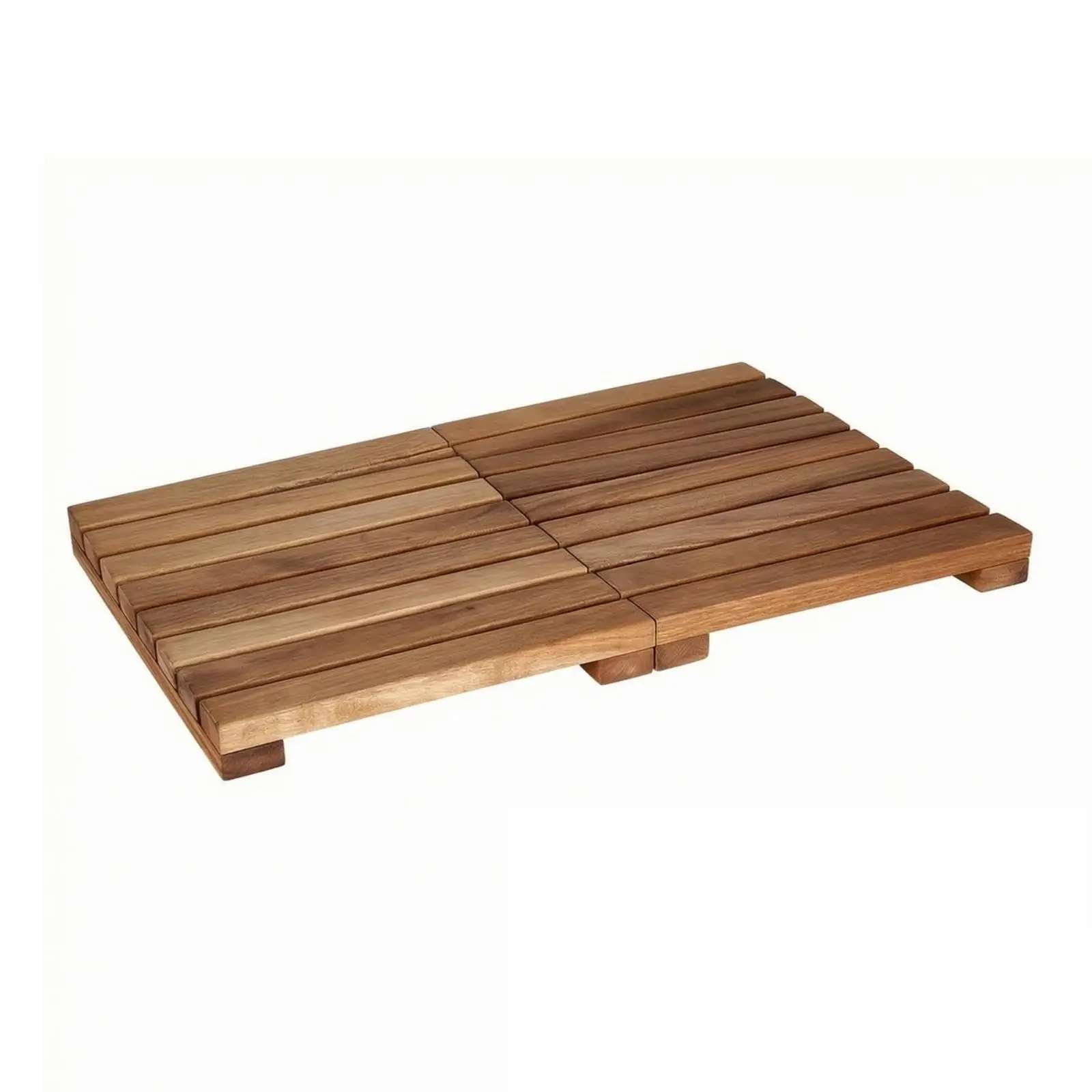 Foldable Wooden Bathroom Mat Easy to Clean Slatted Solid Wood Bath Mat Water-Resistant Fast-Draining for Bathtub, Spa