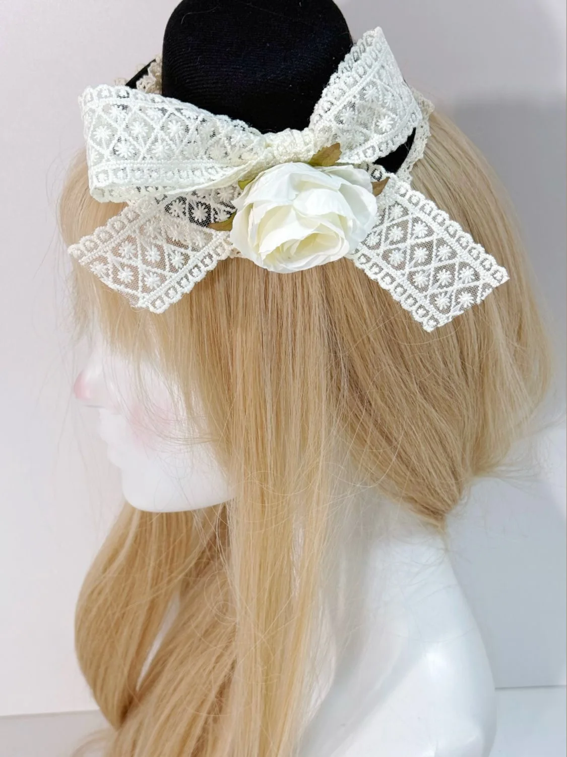 Harajuku feminino meninas lolita branco rosa laço arco fita mini chapéu grampo de cabelo cocar japonês feminino cosplay hairpin acessórios