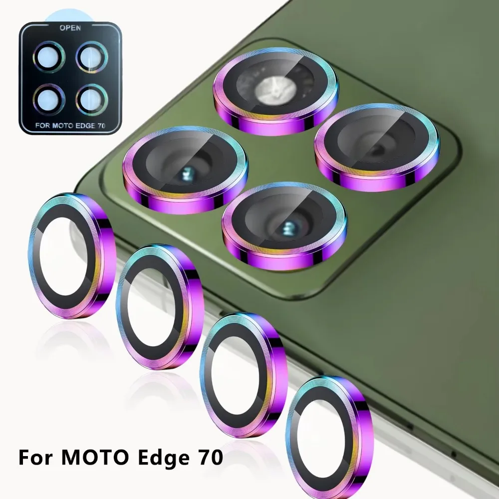 Metal Frame Full Coverage Tempered Glass Camera Lens Protector Anti-Scratch Lens Film for Motorola Edge 70 60 Fusion Pro 60 Neo