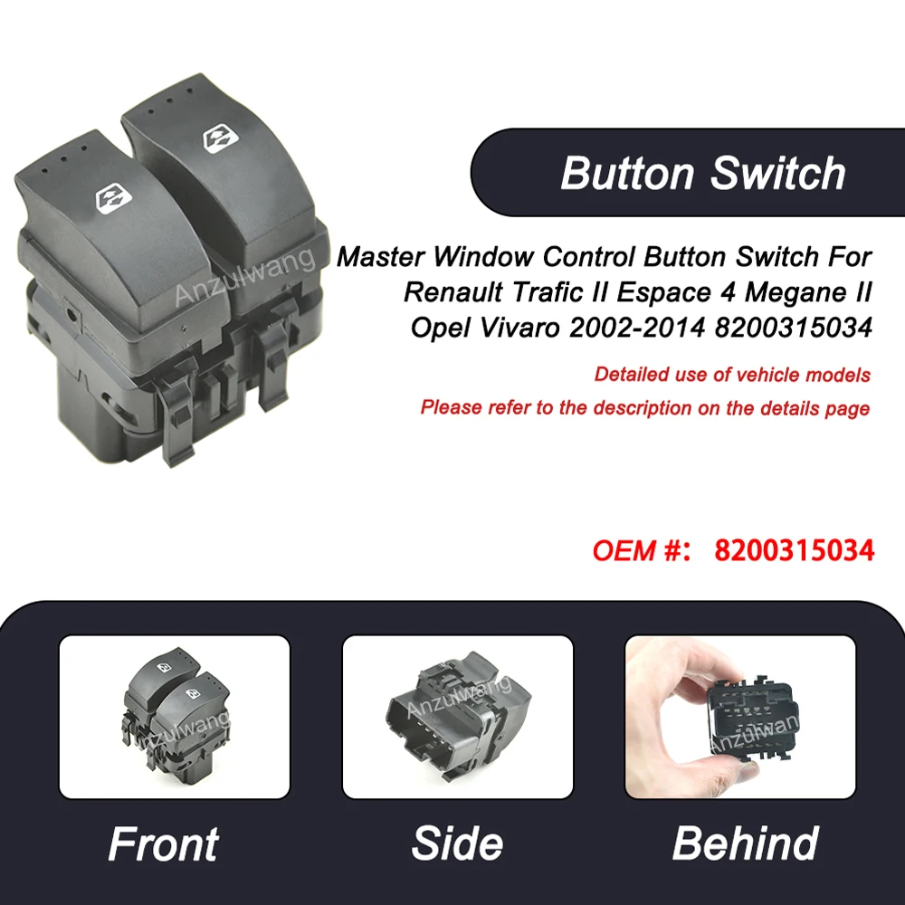 

8200315034 Car Front Left Window Lifter Switch For Renault Trafic II/Megane II/Laguna II