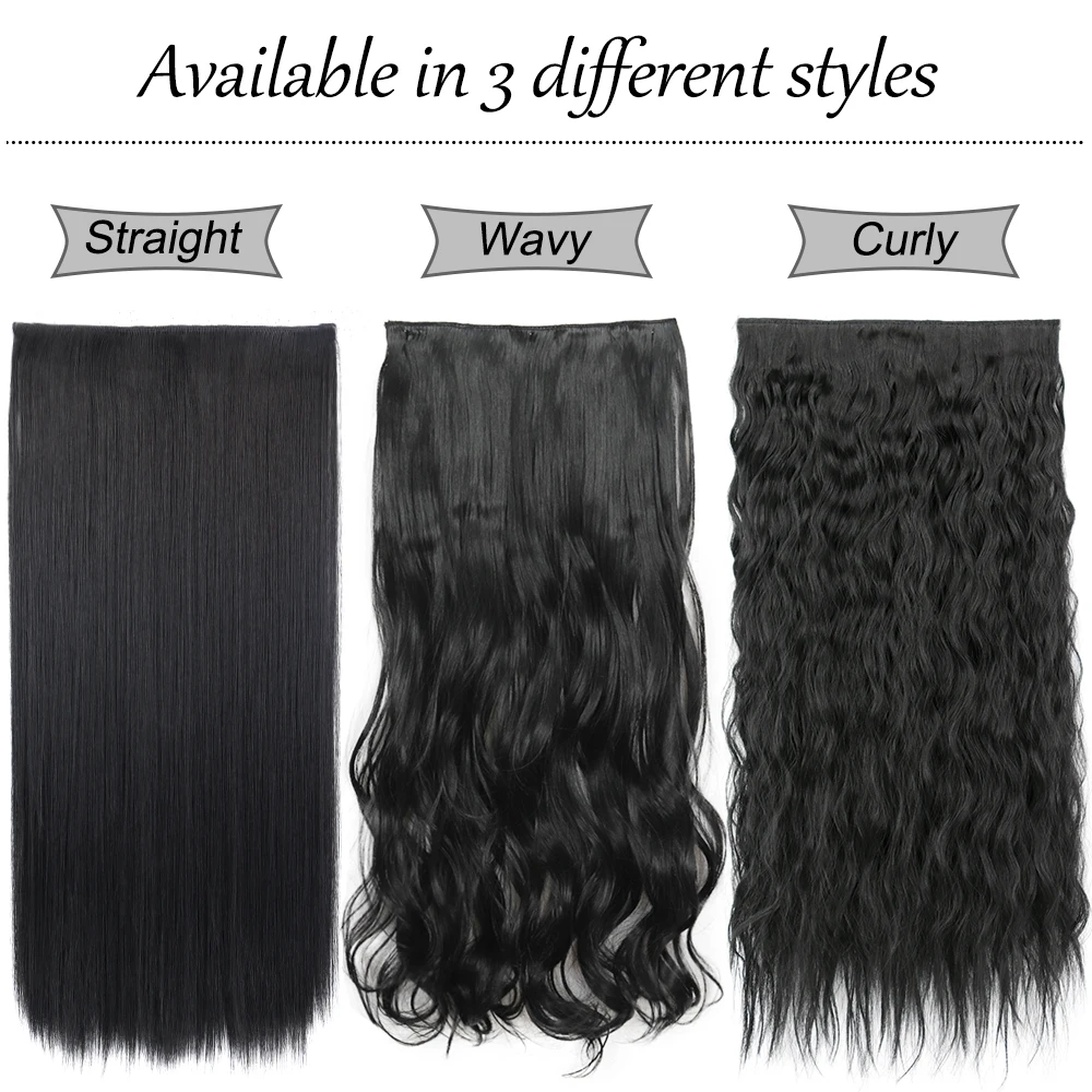 80cm Synthetic Hair Extensions Hairpiece 5 Clips Long Straight Heat Resistant Hair Piece Black Brown Blonde Hairstyle