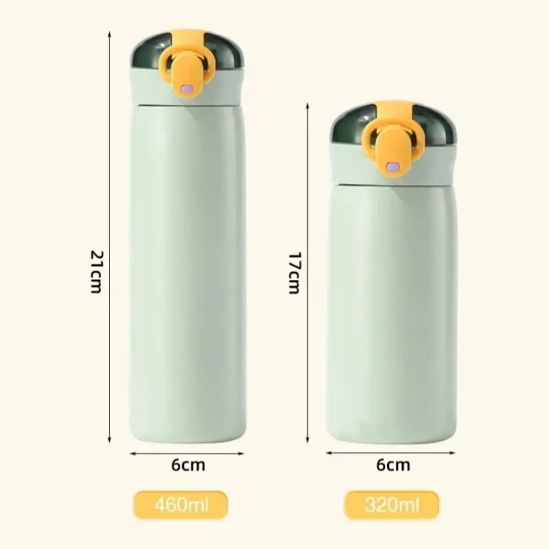 1pcs 320/460ML Stainless Steel Thermal Bottle Portable Kids Straw Mug Cold And Hot Thermal Thermos Student Water Bottle