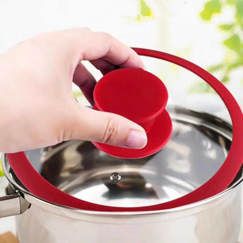1 pomo de silicona universal para tapa de olla, negro, rojo, gris, repuesto para asa de olla, pomo para tapa de sartén, utensilios de cocina