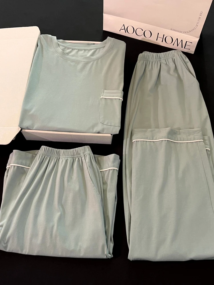 

Men's Spwear ort Sve Home Clothes Tee-Piece Set Modal Light ey Spring Autumn Summer Home Comfortable round Ne