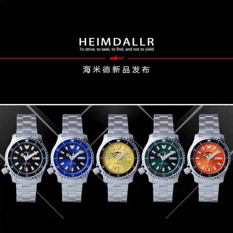 Heimdallr Men\'s Automatic Diving Watch 41mm Black Dial C3 Super Luminous Japan NH36A Self-Winding Movement Mechanical Watches