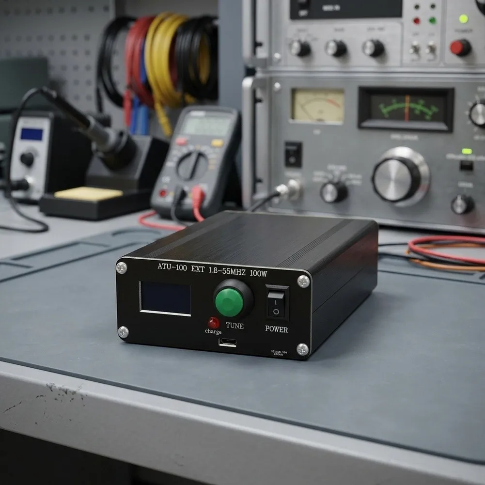 Portable For Antenna Tuning Unit for 1.8-55MHz HF Radios For OLED Display 120W Power Handling Rechargeable Battery