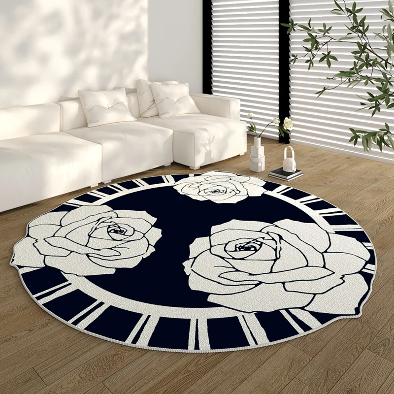 Black Round Living Room Decoration Plush Carpet Irregular Bedroom Bedside Rug Fluffy Soft Coffee Table Blanket Dresser Floor Mat