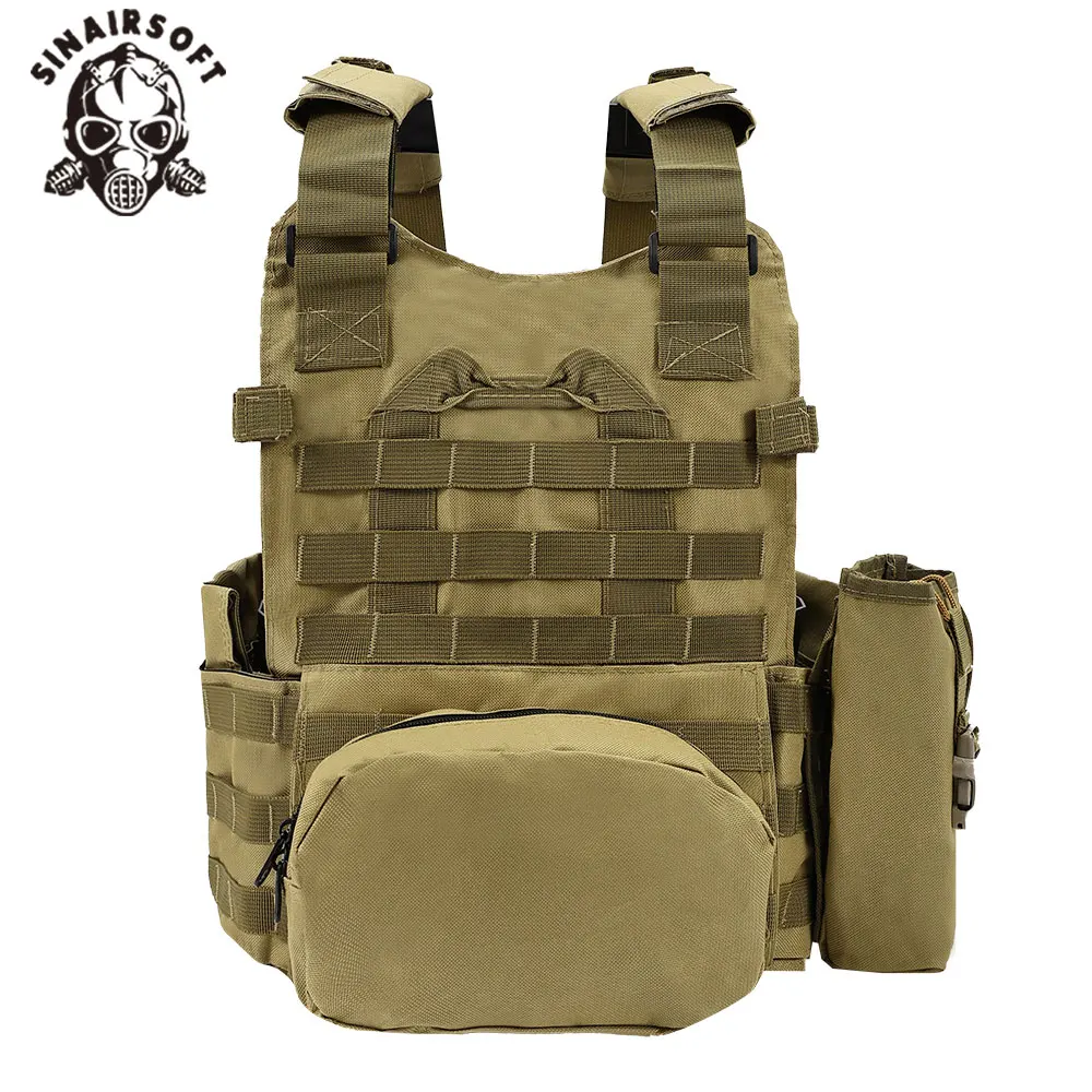 

SINAIRSOFT Nylon Tactical Vest Body Armor Hunting Carrier Airsoft Equipment Combat MOLLE Vest Camouflage Plate Carrier Vest