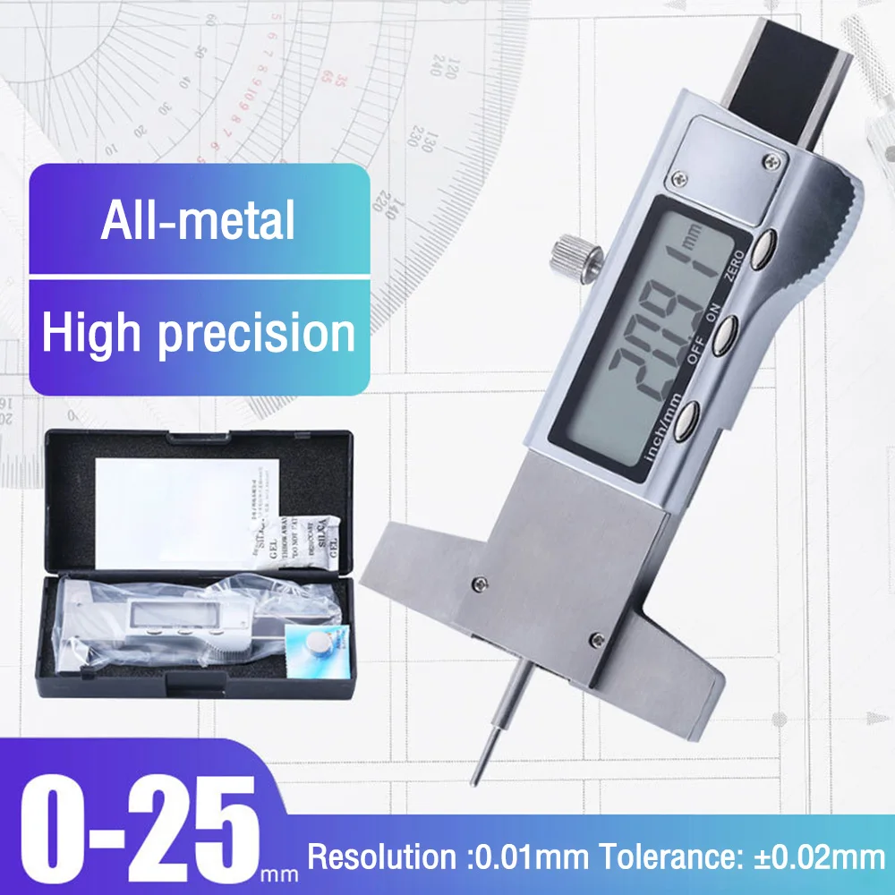 0-25mm Digital Car Tyre Tire Tread Depth Gauge Meter Measurer Tool Caliper Thickness Gauges Tread Brake Pad Shoe Tire Monitoring