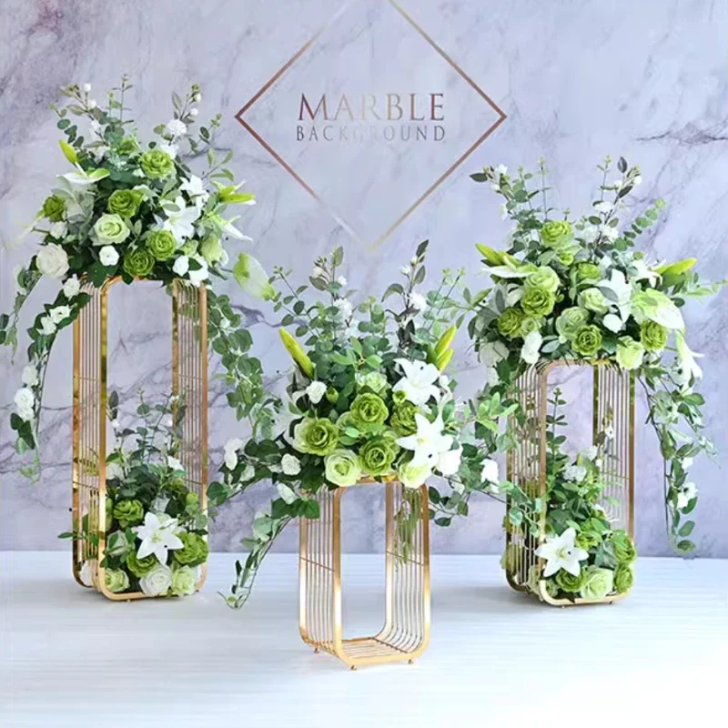 6PCS Fashion Wedding Table Centerpieces Floral Display Stand Backdrops Photo Props Floor Vase Ornaments, Flower Arrangements