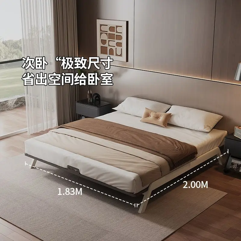 فولاذ كربوني معلق بدون سرير شقة صغيرة غرفة نوم رئيسية كبيرة متوسطة عتيقة مزدوجة بدون مسند ظهر #4