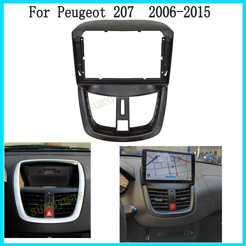 9inch 2 Din Car Radio Fascia Frame For Peugeot 207 2006-2013 car Panel CD DVD Player Audio Frame Dashboard Mount Kit