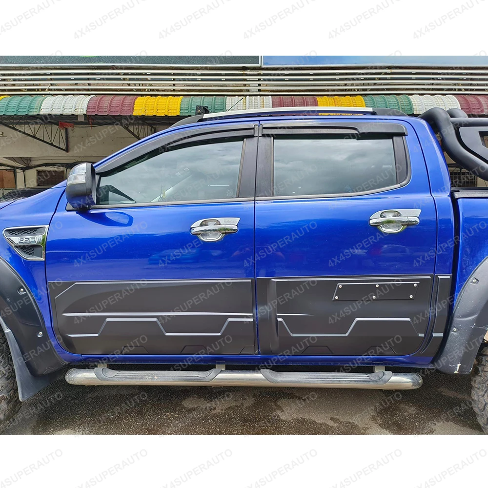 Side Door Cladding Trim for Ford Ranger 2012-2022 T6 T7 T8 Wildtrak XLT XL XLS Exterior Door Molding Styling Trim ABS Double Cab