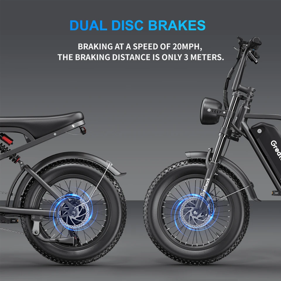 Electric Bicycle Moped Style Electric Bike 2500W Peak Motor 48V 25Ah Battery 20x4 Fat Tire Full Suspension Moto E-bike R8 image 8