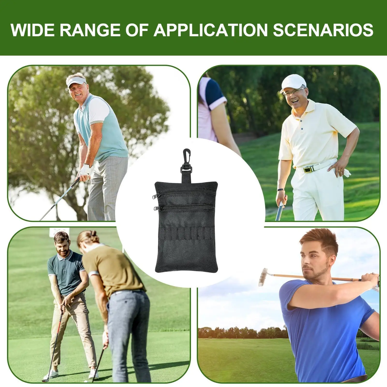 

Golf Pouch Bag 7.87 X 5.51 Inch Zippered Gear Pockets Multi-Layer Golf Accessory Pouch Holder For Adults Lovers Friends