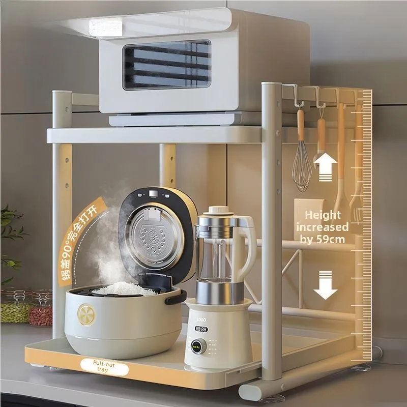 

Kitchen Multi-Function Rice Cooker Oven Storage Ra Pull out elf Carbon Steel Nordic Sle Kitchen Storage Organizer