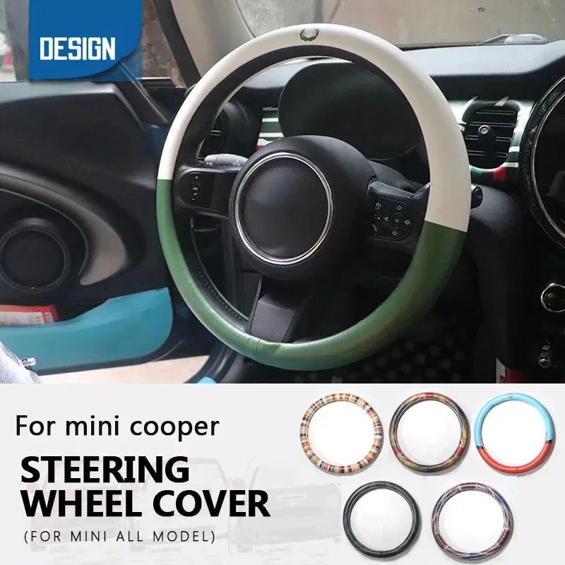 

38CM Leather Car Steering Wheel Cover For MINI COOPER F56 F55 F54 F57 F60 R55 R56 R57 R58 R59 R60 car Accessories