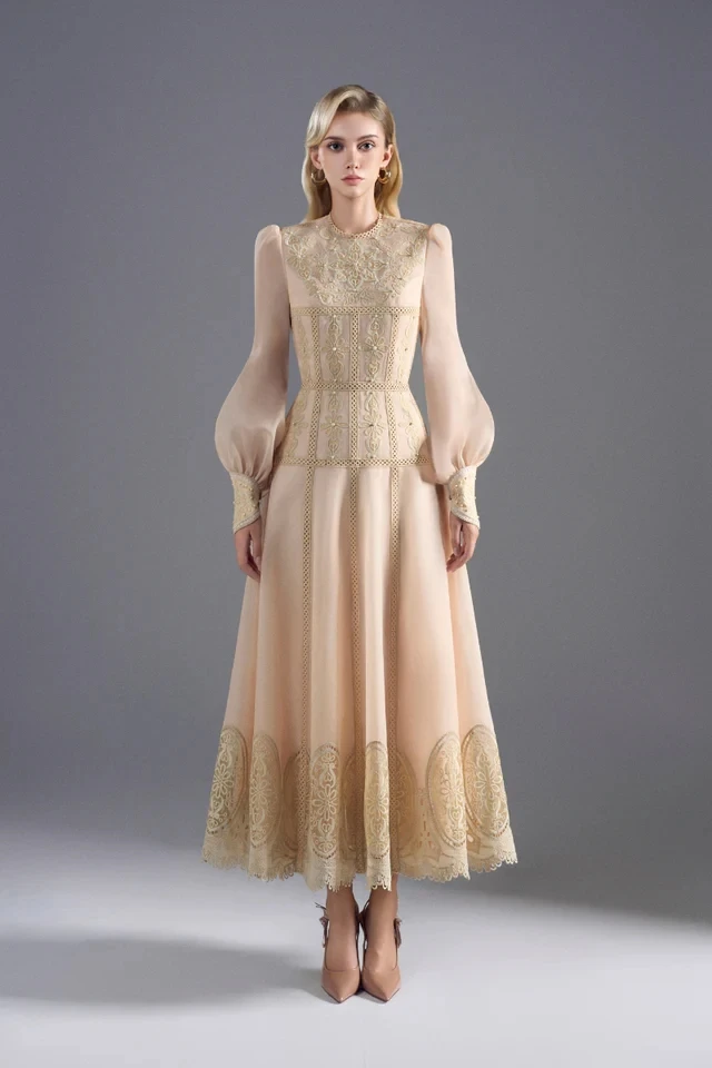 Exquisite  Prom Gown Customized Women's O-neck Full Sleeve Evening Dress A-line Chiffon Ankle Length Party Dress New 2026 image 3
