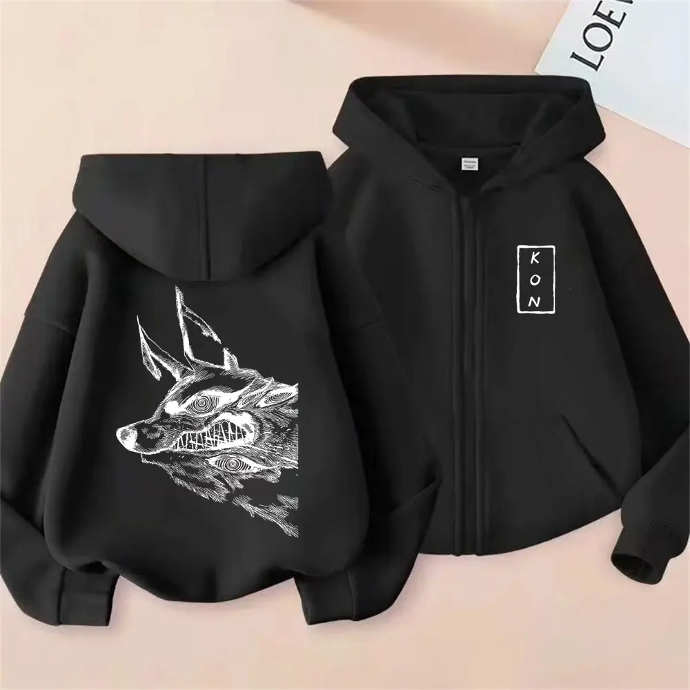 

Anime Chainsaw Man Zipper Hoodie Hayakawa Aki Fox Devil Kon Zip Up Jacket Men Women Vintage Loose Hoodies Male Fashion Tracksuit