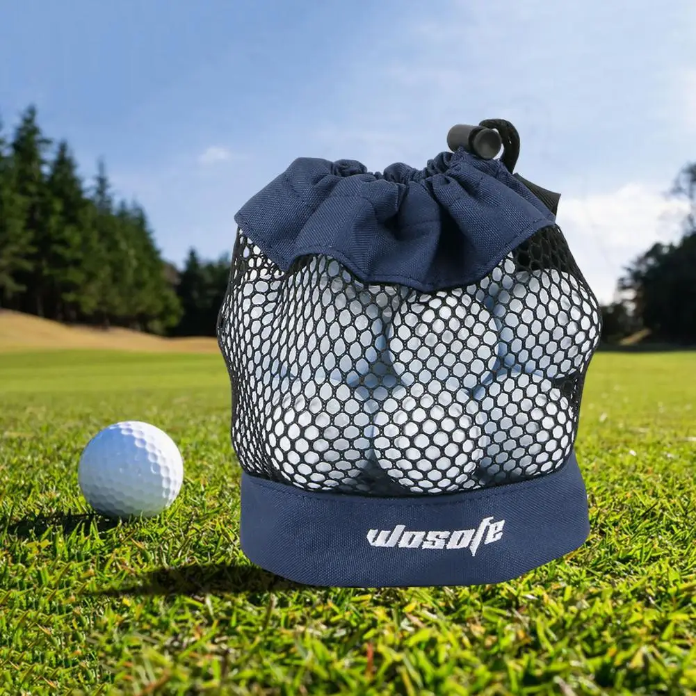 Golf Ball Storage Bag Hanging Buckle Large Capacity Golf Equipment Storage Pouch Drawstring Golf Ball Pouch Net Mesh Storage Bag