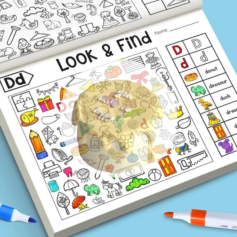 [JT]1 Set Look & Find Visuelles Puzzlebuch Interaktives Lernspielzeug für Kinder mit Farb- und Formsucheaktivitäten