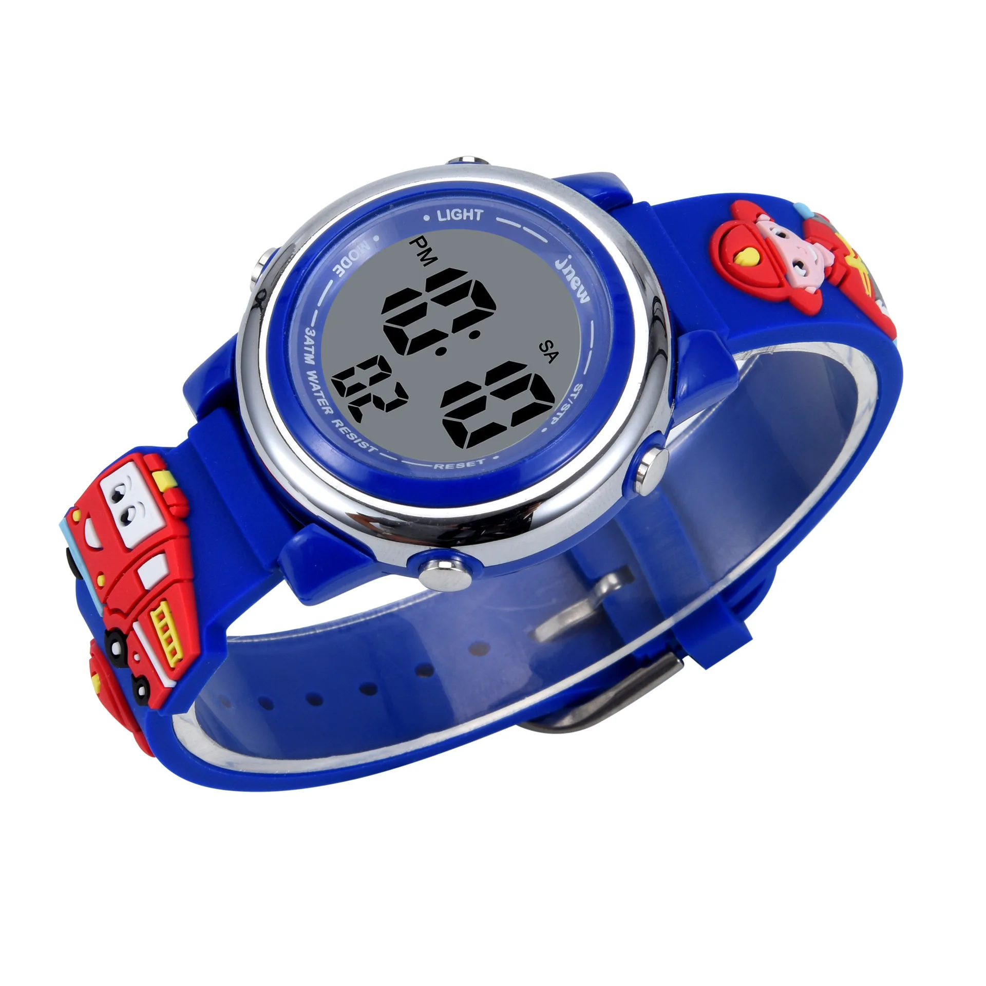 Uthai Kindersport Elektronisch Horloge Cartoon Brandweerman 3atm Waterdichte Wekker Kids Jongen Student Led Polshorloges Cadeau