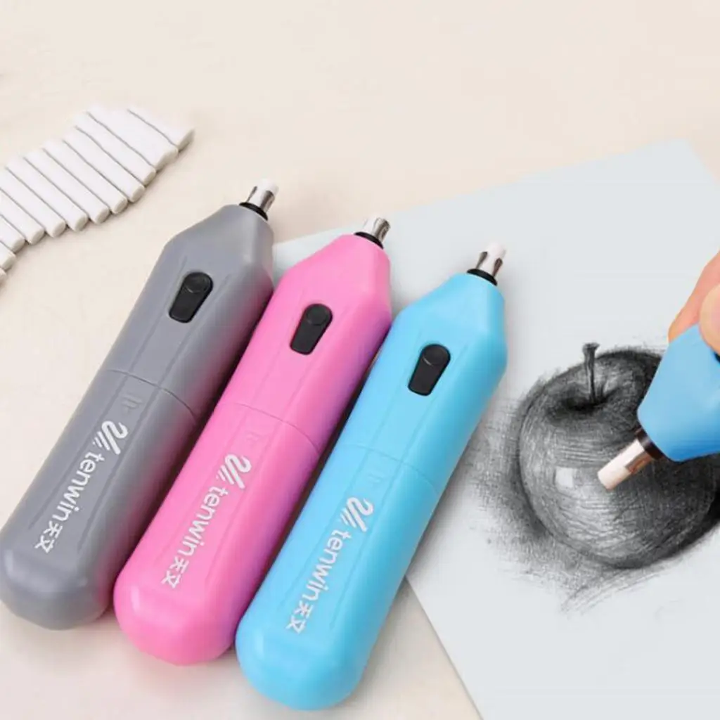 Eraser elétrico automático portátil, operado a pilhas, 10x branco recargas