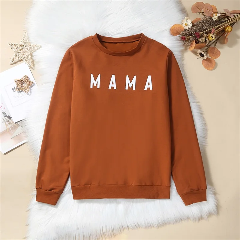 Mama & Mamas Pumpkin Fall Sweatshirt Long Sleeve Pullover Halloween Thanksgiving Mommy and Me Family Matching Outfit