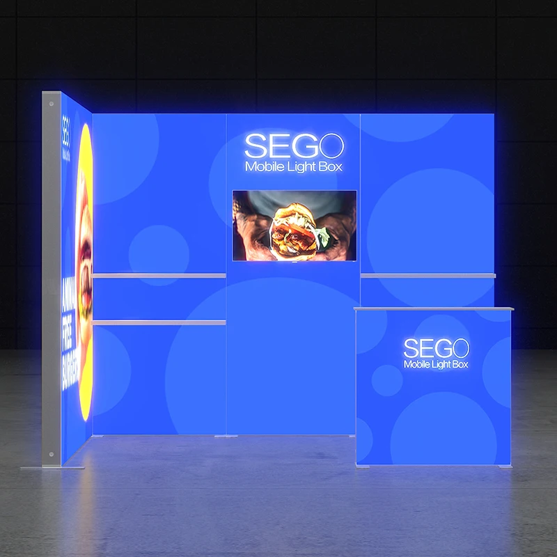 Modular Aluminum Frame Easy Set up L Shape 10x10ft SEGO Lightboxes Popular Trade Show Booth in USA