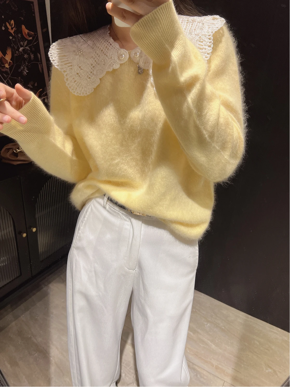 

Цельный бархатный свитер Camere Blend Thiened 3D Sl из овечьей шерсти, корейский утепленный длинный свек, круглый Ne