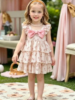 2026 New Girl's Broken Diamond Hanging Neck Dress Summer Elegant Princess Fashion Tank Top Skirt