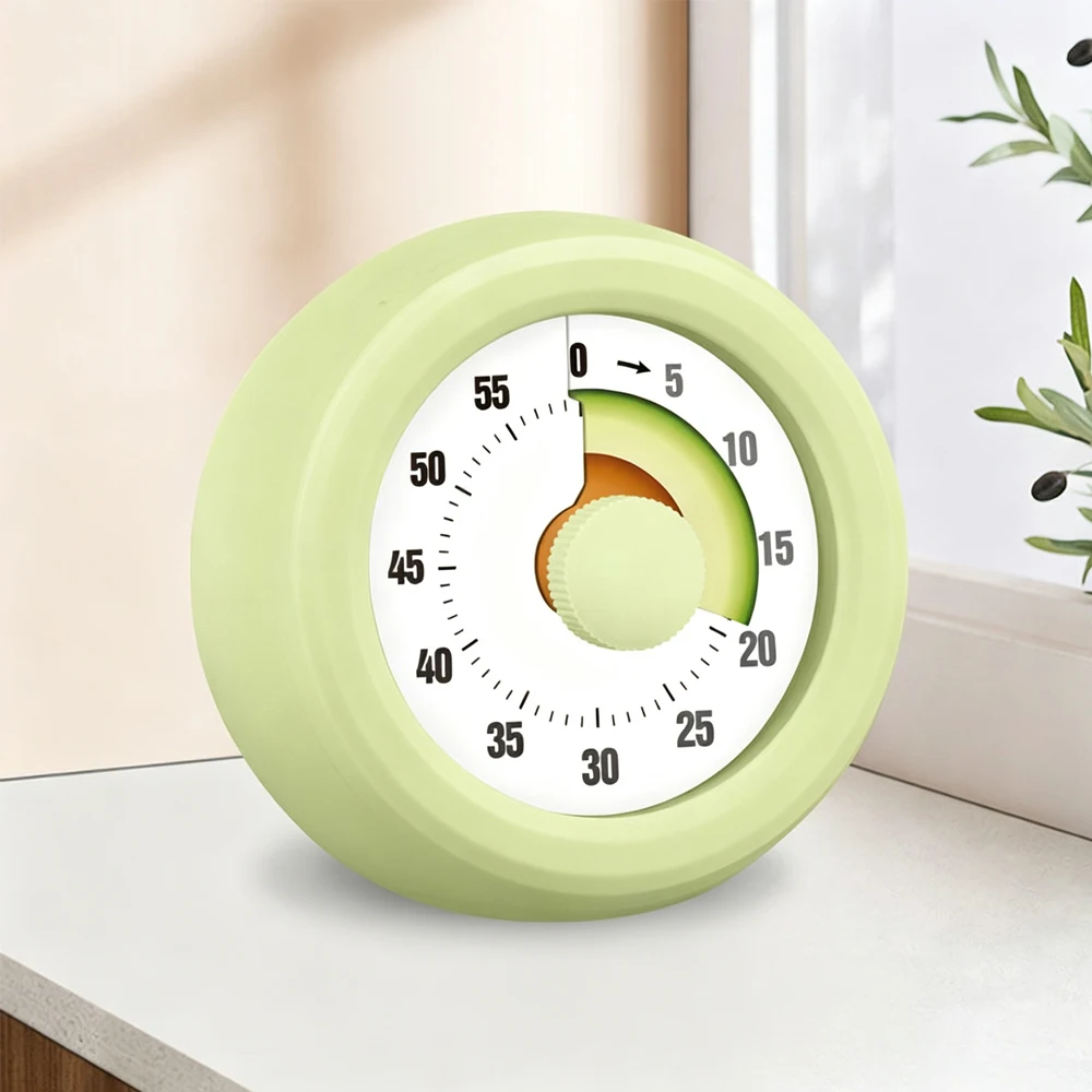 Round Visual Countdown Timer Fruit Pattern 60 Minute Time Management with Alarm, Kids Study Classroom Kitchen Cooking Home Use