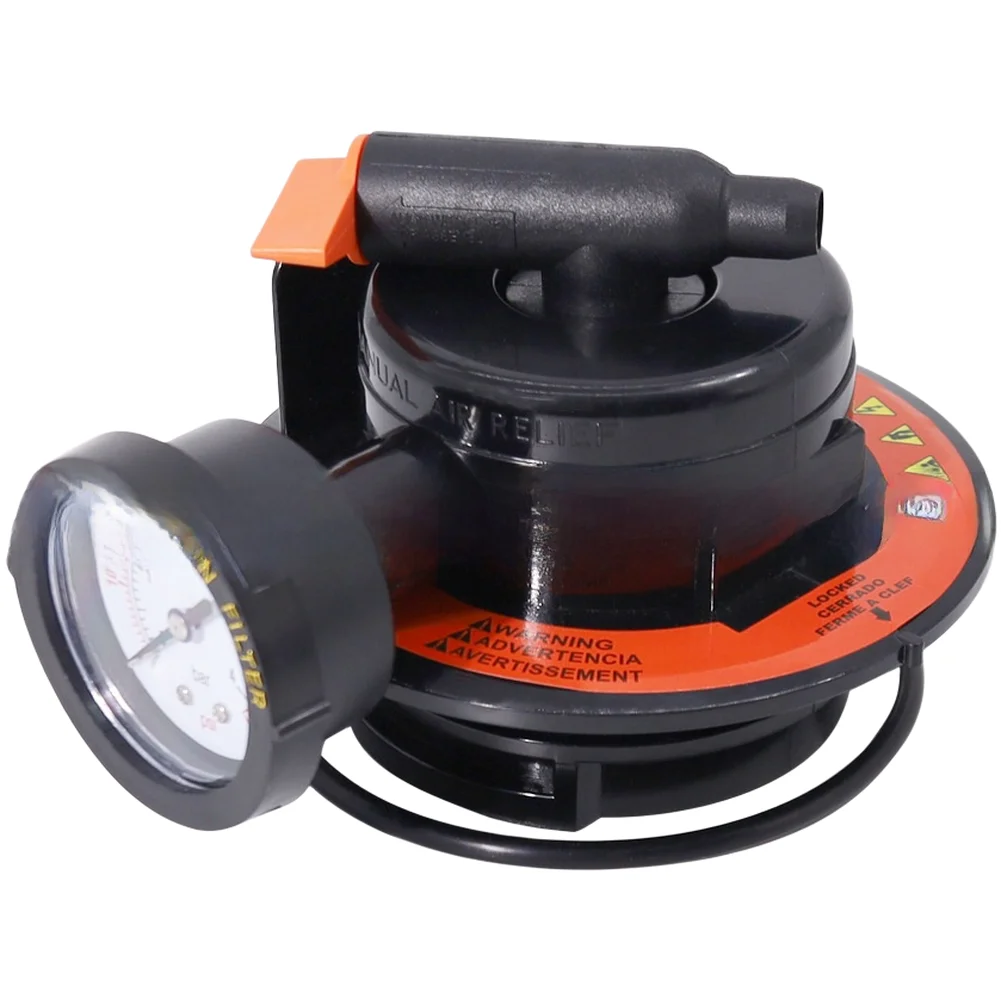 /Manual /Air /Relief Valve Assembly With 4Bar 60psi Pressure Gauge Black Plastic Construction For For HAYWARD DE And Cartridge P