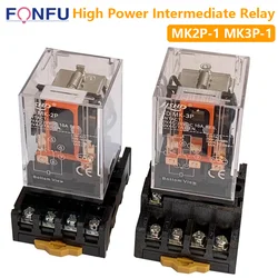 5/10Set MK2P-I MK3P-I Electromagnetic Relay Intermediate Small Relay with Base 8 Pin 11 Pin AC/DC 220V 24V