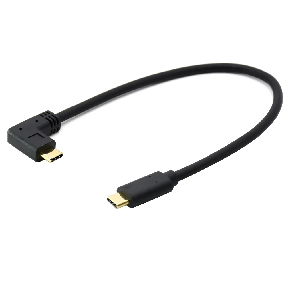 1Ft USB3.1 GEN2 10Gbps usb c to usb c cable gold plated connector 90 degree angle type-c male to male data and fast charge cable