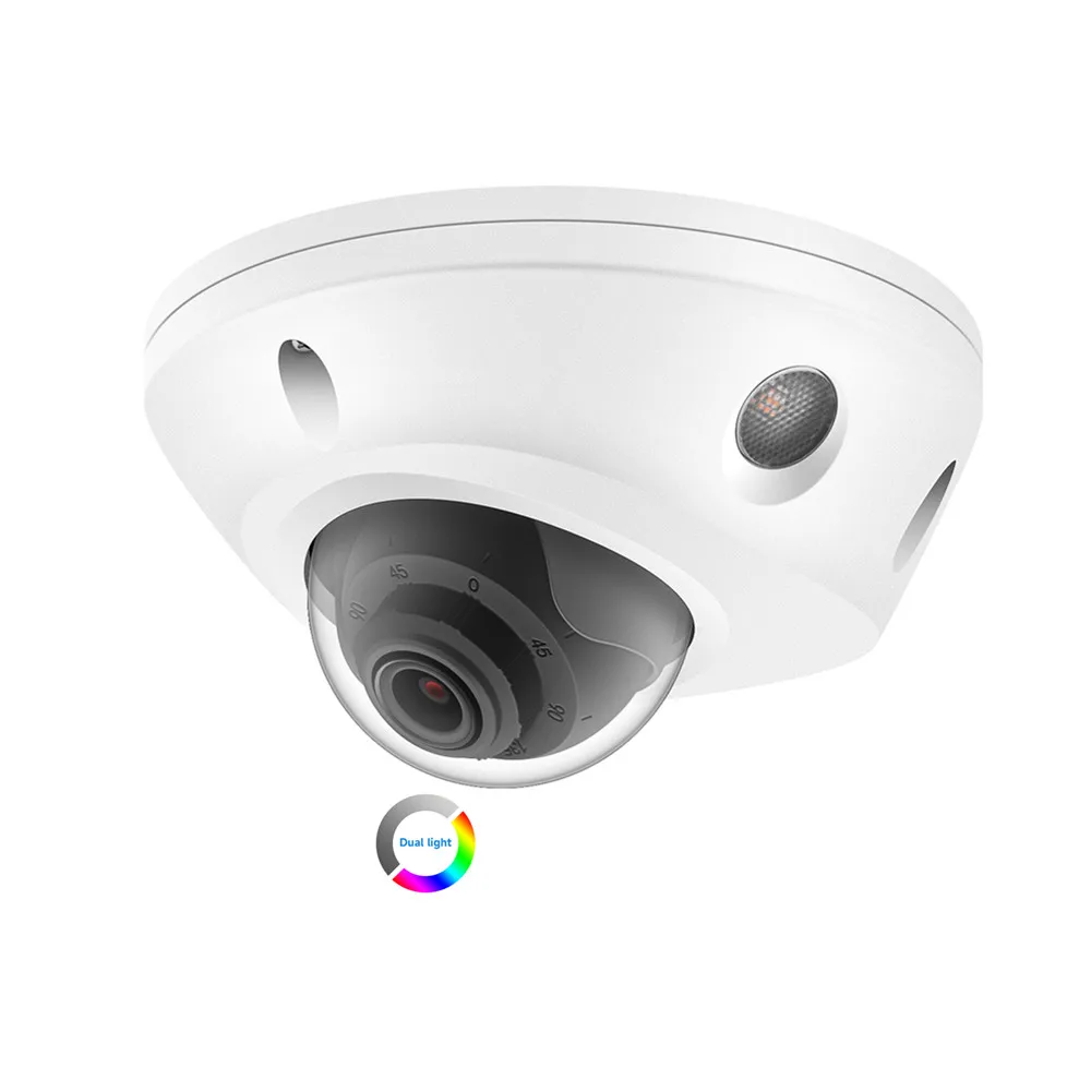 NDAA HD 4K 8MP Low Profile IP POE Vandalproof Dome Camera Dual Light Full Color Optional with 2.8mm Wide-angle Lens Built-in Mic