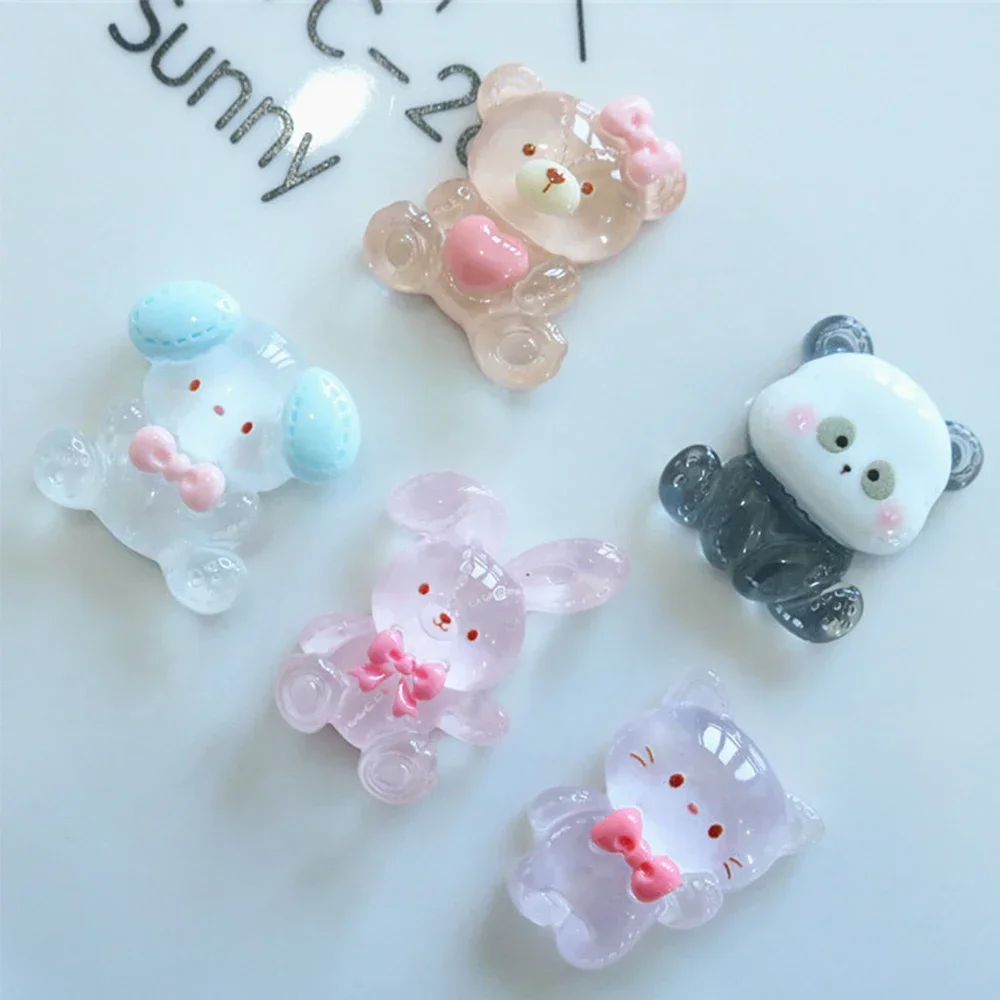10PCS Clear Panda Rabbit Series Resin Flat Back Cabochons For Scrapbooking DIY Jewelry Craft Embellishments Accessories
